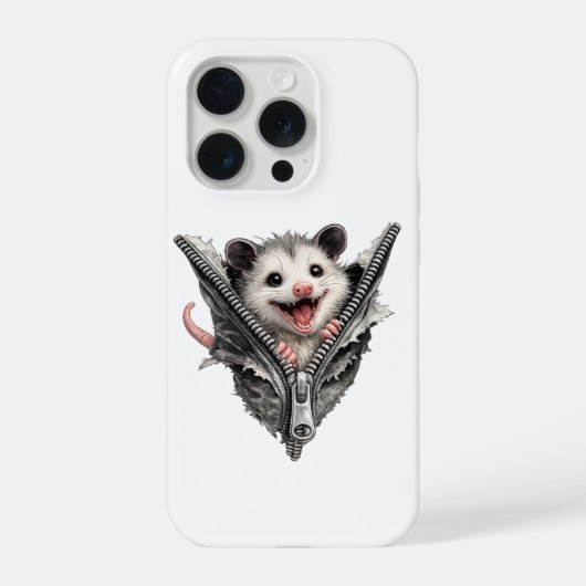 3D Grappige Opossum in Ritszak iPhone Hoesje 15 Pro Case (Achterkant)