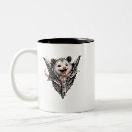 3D Grappige Schreeuwende Opossum Rits Tweekleurige Koffiemok