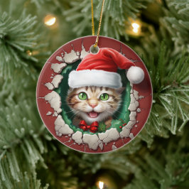 3d Green Eyed Cat Keramisch Ornament