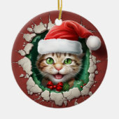 3d Green Eyed Cat Keramisch Ornament (Voorkant)
