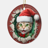 3d Green Eyed Cat Keramisch Ornament (Links)
