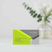 3D Green Grey Geometry Architect visitekaartje (Staand voorkant)