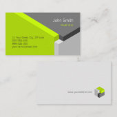 3D Green Grey Geometry Architect visitekaartje (Voorkant / Achterkant)