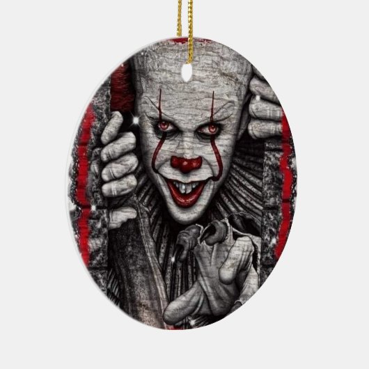 3D griezelige clown kerst Keramisch Ornament (Rechts)