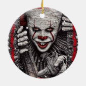 3D griezelige clown kerst Keramisch Ornament (Achterkant)