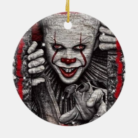 3D griezelige clown kerst Keramisch Ornament (Achterkant)