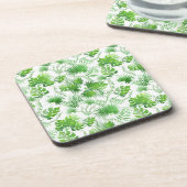 3D groen blad patroon 01A blauw BG Bier Onderzetter (Linkerzijde)