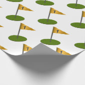 3D groen zetten met vlag - gat in één. Cadeaupapier (Hoek)