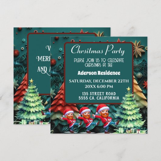 3d Groene Kerstbomen | Grappige Vangogh Dans Kaart (Voorkant / Achterkant)