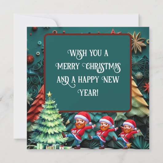 3d Groene Kerstbomen | Grappige Vangogh Dans Kaart (Achterkant)