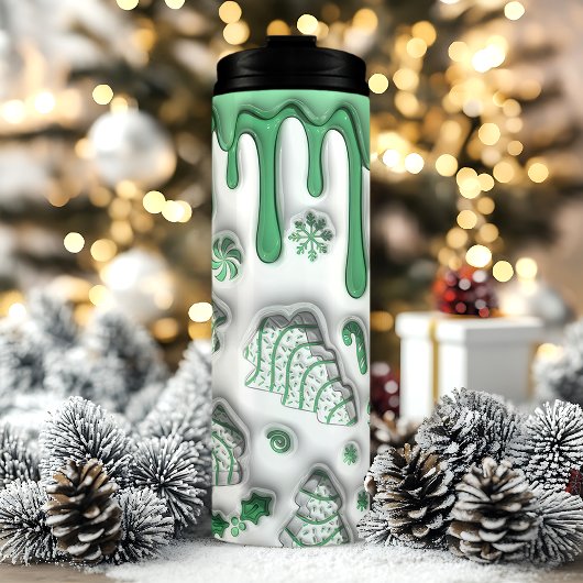 3D Groene Kerstboom Cakejes Thermosbeker