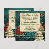 3d Groene Kerstboom | Gouden Kerstfeest Kaart (Voorkant / Achterkant)