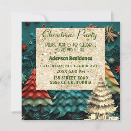 3d Groene Kerstboom | Gouden Kerstfeest Kaart