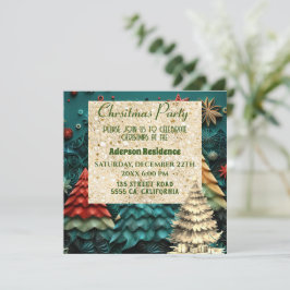 3d Groene Kerstboom | Gouden Kerstfeest Kaart