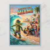 3D Groeten uit Miami Reis Briefkaart (Voorkant)