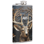 3d grote gewei bok hert monogram rustiek heupfles (Rechts)