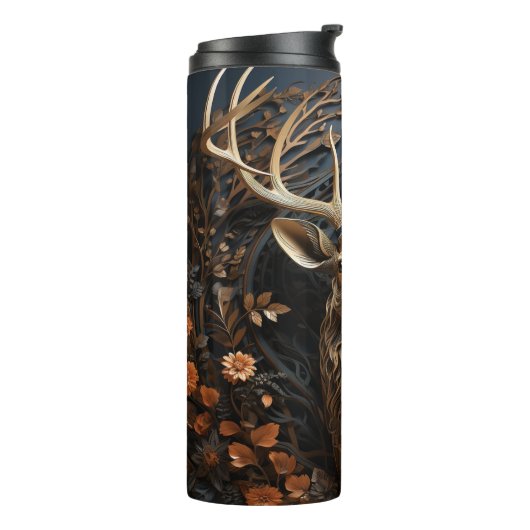 3d grote gewei bok hert rustiek thermosbeker (Gedraaid links)