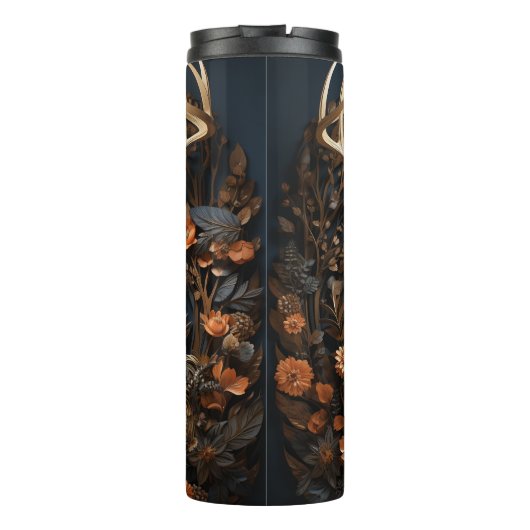 3d grote gewei bok hert rustiek thermosbeker (Achterkant)