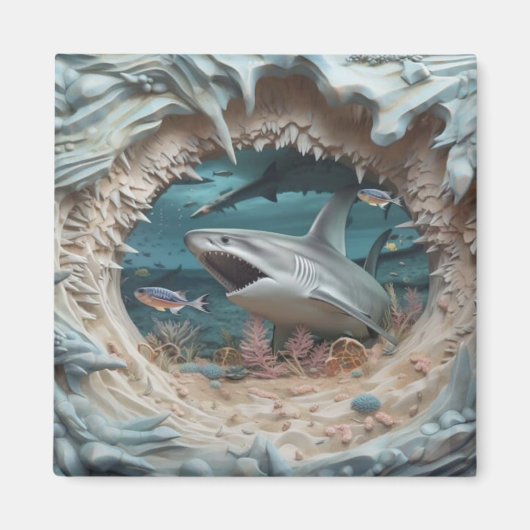 3D grote witte haai Magneet (Voorkant)
