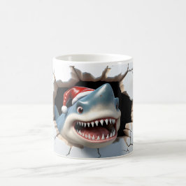 3D haai met kerstmuts Koffiemok