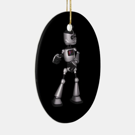 ♪ ♫ 3D Halftone Sci-Fi Robot Guy Dancing Keramisch Ornament (Rechts)