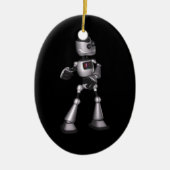 ♪ ♫ 3D Halftone Sci-Fi Robot Guy Dancing Keramisch Ornament (Voorkant)