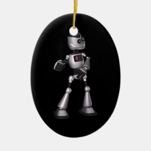 ♪ ♫ 3D Halftone Sci-Fi Robot Guy Dancing Keramisch Ornament (Voorkant)