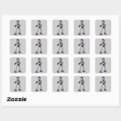 3D Halftone Sci-Fi Robot Guy Dancing Vierkante Sticker (Vel)