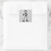 3D Halftone Sci-Fi Robot Guy Dancing Vierkante Sticker (Tas)