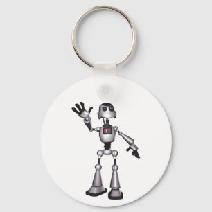 3D Halftone Sci-Fi Robot Guy Waving Sleutelhanger