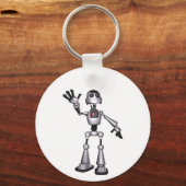 3D Halftone Sci-Fi Robot Guy Waving Sleutelhanger (Voorkant)