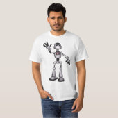 3D Halftone Sci-Fi Robot Guy Waving T-shirt (Voorkant volledig)