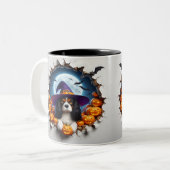 3D Halloween Dog Bal Halloween Mugs, Tea, Coffee Tweekleurige Koffiemok (Voorkant links)