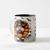 3D Halloween Dog Bal Halloween Mugs, Tea, Coffee Tweekleurige Koffiemok (Voorkant links)