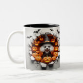 3D Halloween Dog Bal Halloween Mugs, Tea, Coffee Tweekleurige Koffiemok (Links)