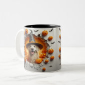 3D Halloween Dog Bal Halloween Mugs, Tea, Coffee Tweekleurige Koffiemok (Voorkant links)