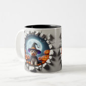 3D Halloween Dog Bal Halloween Mugs, Tea, Coffee Tweekleurige Koffiemok (Voorkant links)