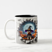 3D Halloween Dog Bal Halloween Mugs, Tea, Coffee Tweekleurige Koffiemok (Links)
