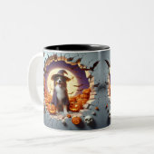 3D Halloween Dog Bal Halloween Mugs, Tea, Coffee Tweekleurige Koffiemok (Voorkant links)