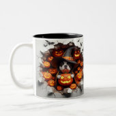 3D Halloween Dog Bal Halloween Mugs, Tea, Coffee Tweekleurige Koffiemok (Links)