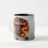 3D Halloween Dog Bal Halloween Mugs, Tea, Coffee Tweekleurige Koffiemok (Voorkant links)