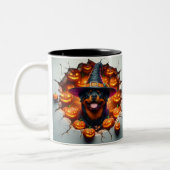 3D Halloween Dog Bal Halloween Mugs, Tea, Coffee Tweekleurige Koffiemok (Links)