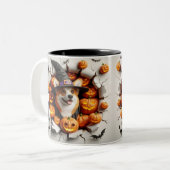 3D Halloween Dog Bal Halloween Mugs, Tea, Coffee Tweekleurige Koffiemok (Voorkant links)