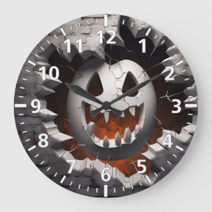 3D Halloween Ghost Gebarsten Gat Grote Klok
