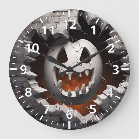 3D Halloween Ghost Gebarsten Gat Grote Klok (Voorkant)