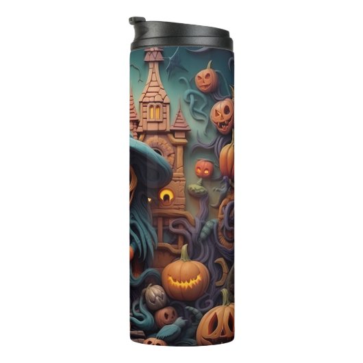 3d Halloween pompoen eng Thermosbeker (Geroteerd rechts)