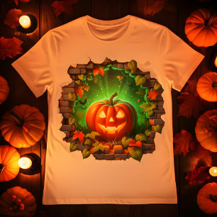 3D Halloween pompoen ontwerp T-shirt