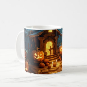 3d Halloween pompoen spookhuis Koffiemok
