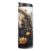 3d Halloween pompoen spookhuis Thermosbeker (Geroteerd rechts)