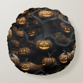 3d halloween pumpkins pattern rond kussen